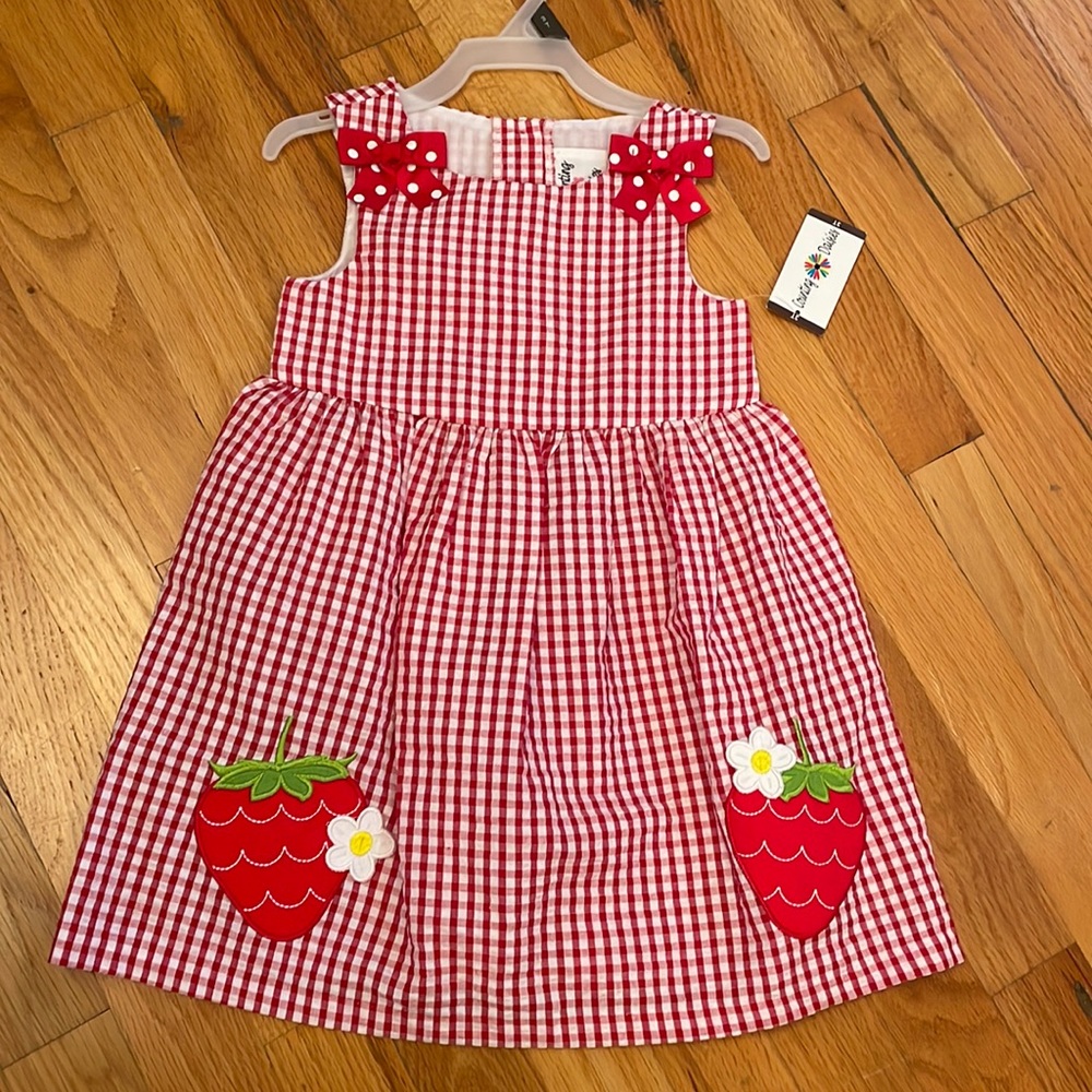 Counting Daisies “Strawberries” Dress. Size 2T NWT!! Red/White